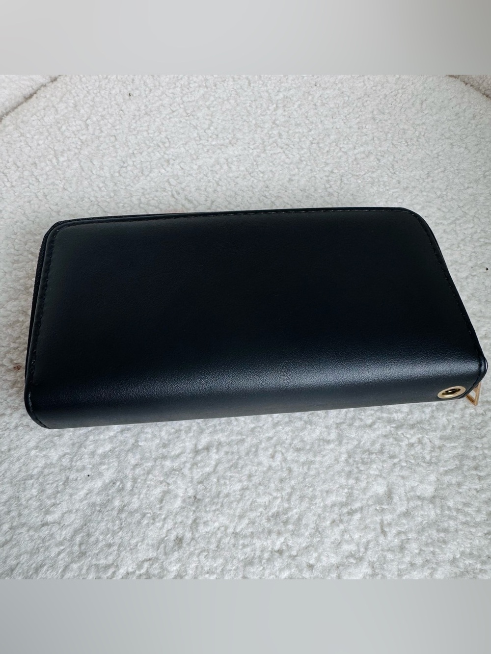 Black Leather Zip-Around Wallet